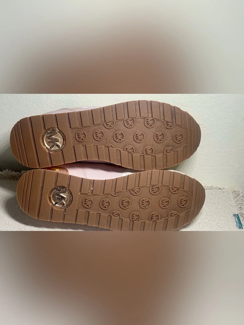 Michael Kors Blush Taupe Mixed-Material Logo Sneakers